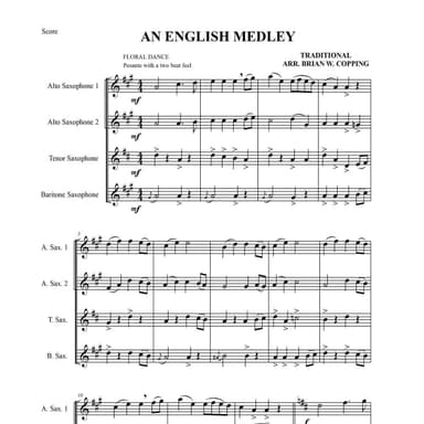 AN ENGLISH MEDLEY – SAXOPHONE QUARTET (arr. BRIAN W. COPPING)
