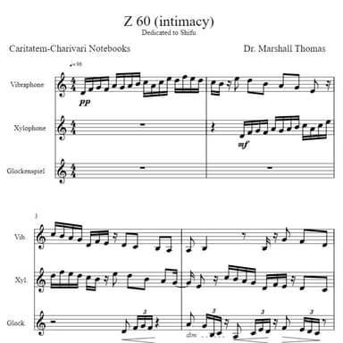 Z 60 (intimacy) for Vibraphone, Harp, Glock.