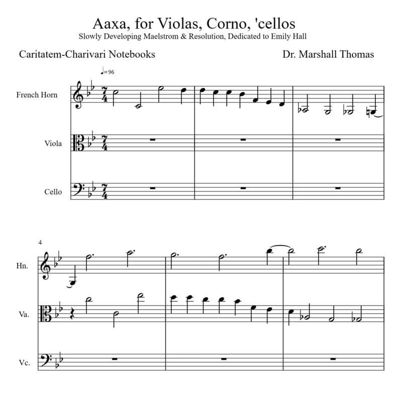 Aaxa, for Violas, Corno, 'cellos