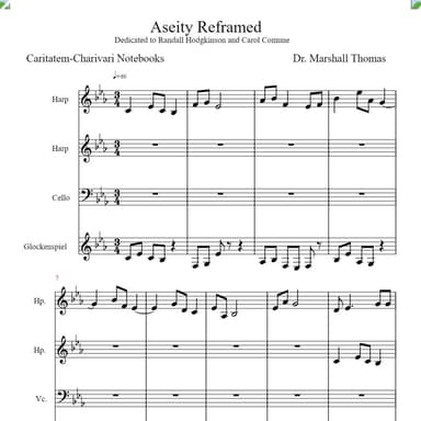 Aseity Reframed for Harps, 'cello, Glockenspiel