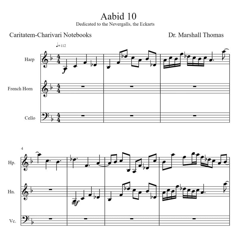 Aabid 10 for Harp, Corno, 'cello