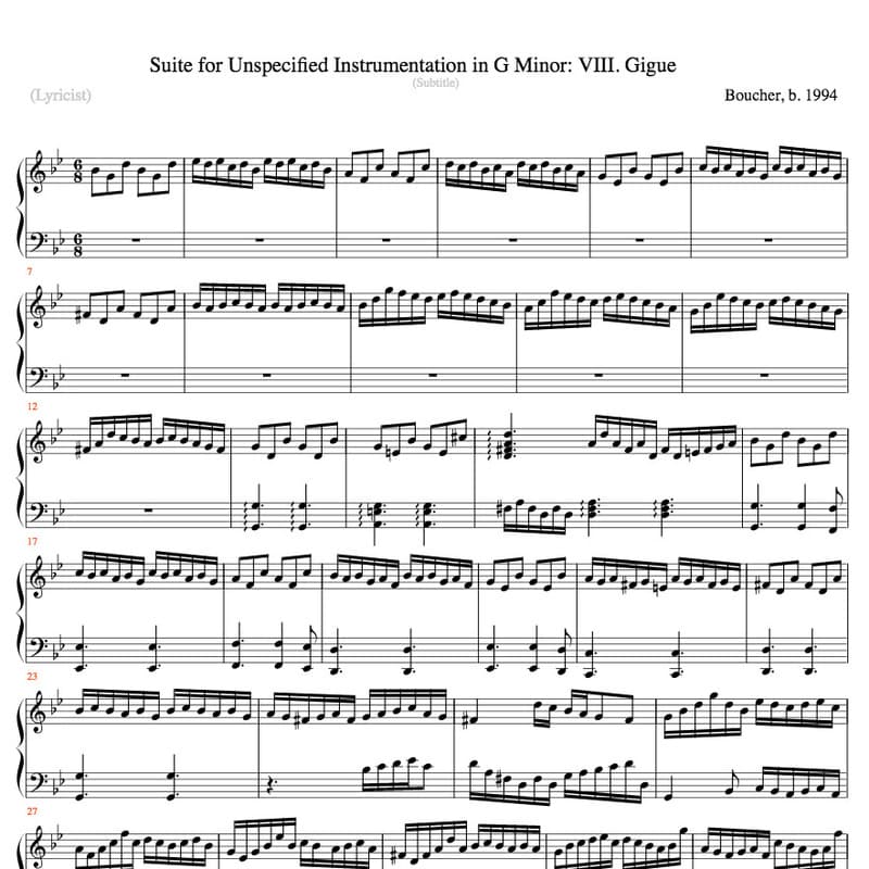 Suite for Unspecified Instrumentation in G Minor: VIII. Gigue