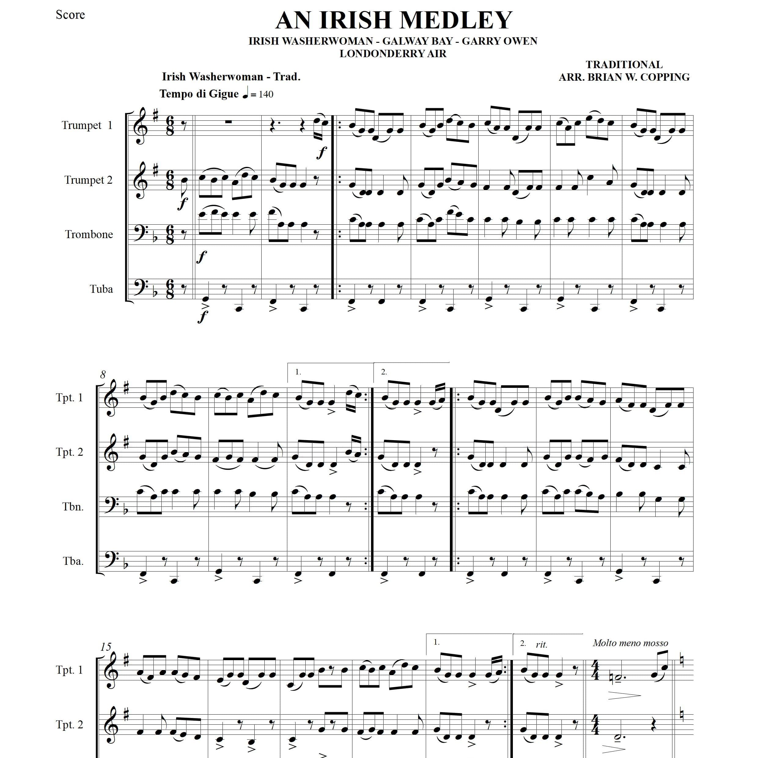 AN IRISH MEDLEY – BRASS QUARTET (arr. BRIAN W. COPPING)