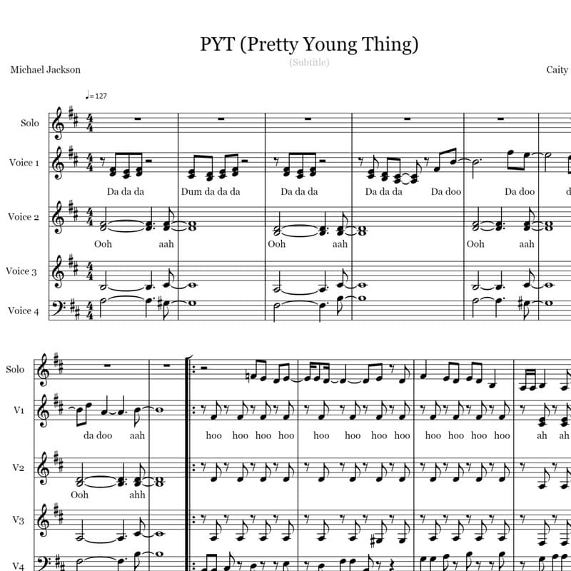 P.Y.T.  (Pretty Young Thing) 2008 (arr. Caity Gillooley)
