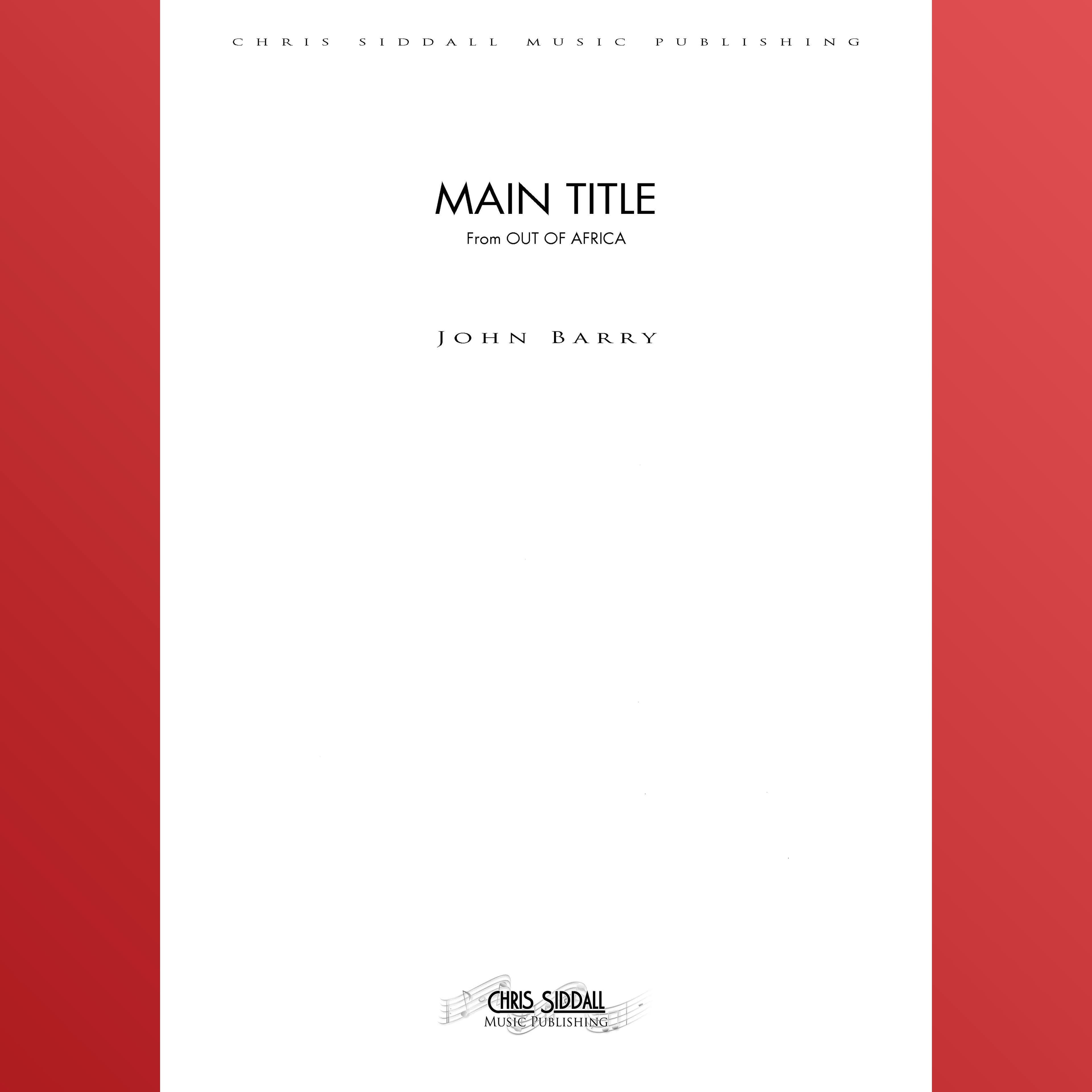 I Had A Farm In Africa (main Title) - Score Only (arr. Chris Siddall)