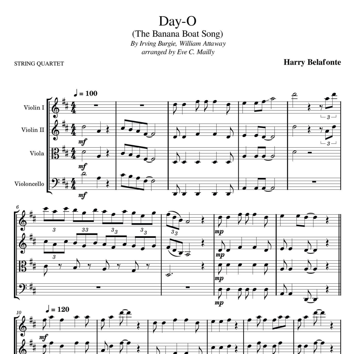 Day-o (the Banana Boat Song) (arr. Eve C. Mailly - Zene Strings)
