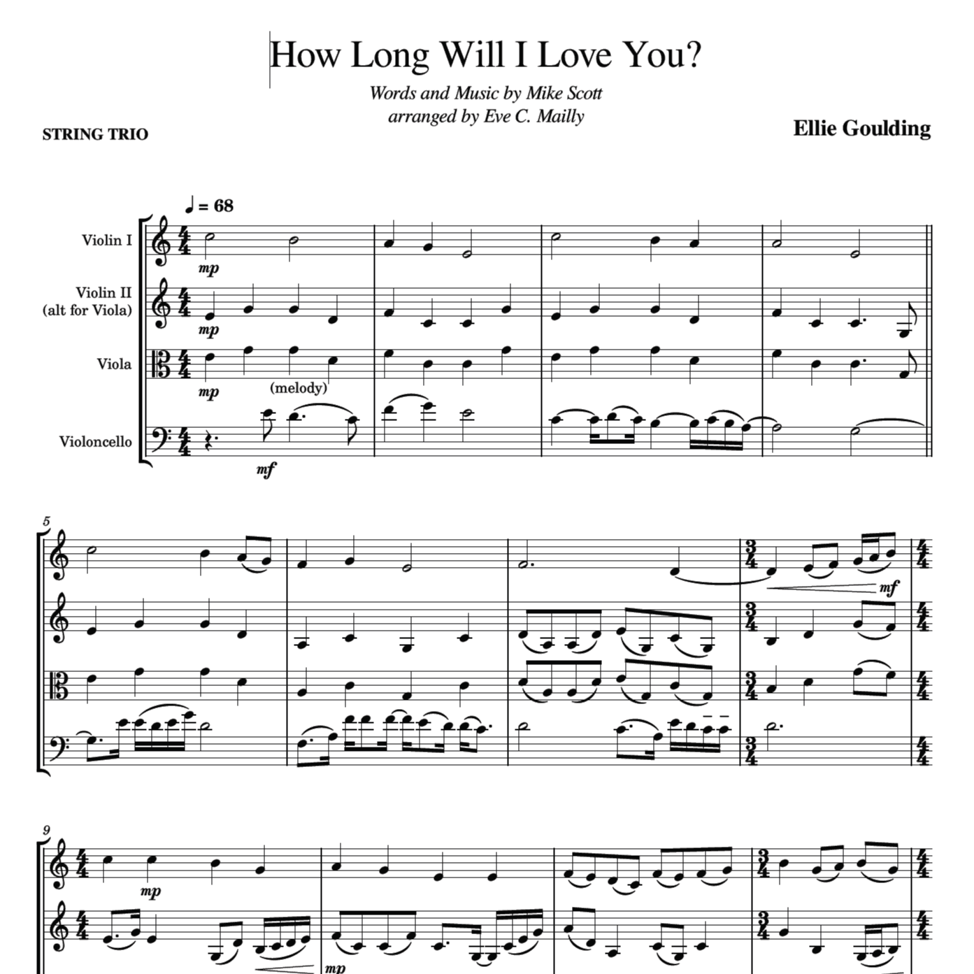How Long Will I Love You (arr. Eve C. Mailly - Zene Strings)