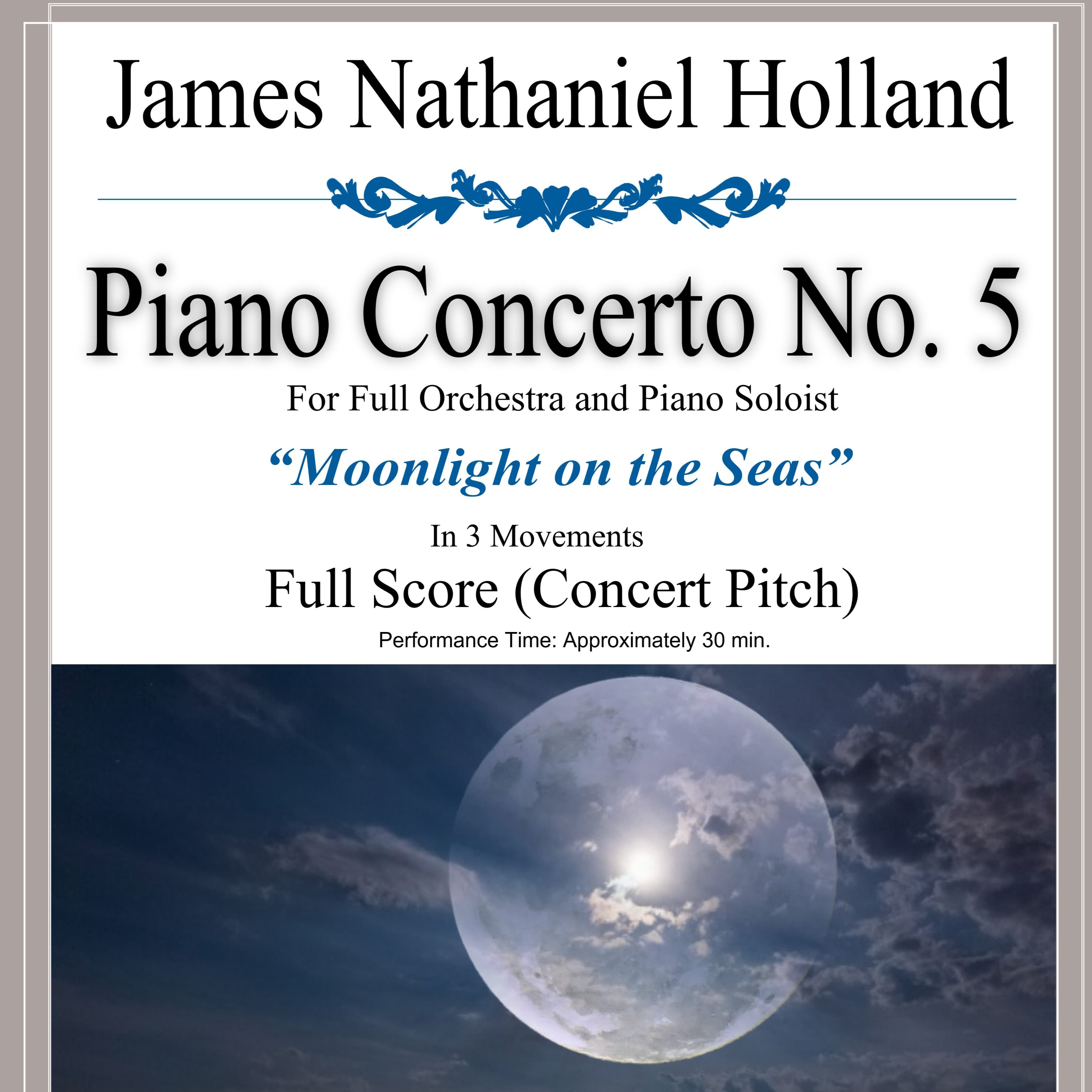 Piano Concerto No. 5, for Full Orchestra and Piano Soloist, Full Score - Score Only