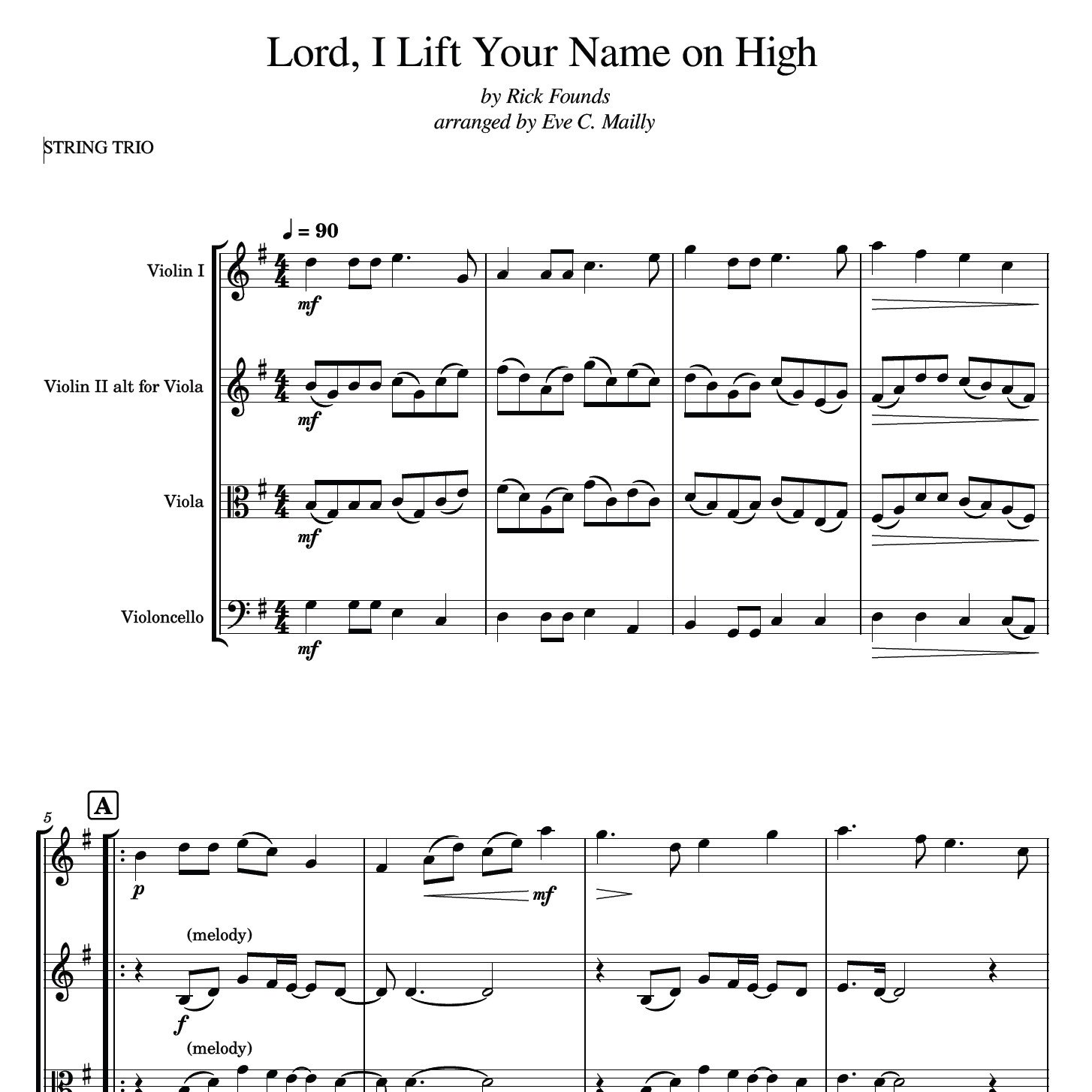 Lord, I Lift Your Name On High (arr. Eve C. Mailly - Zene Strings)