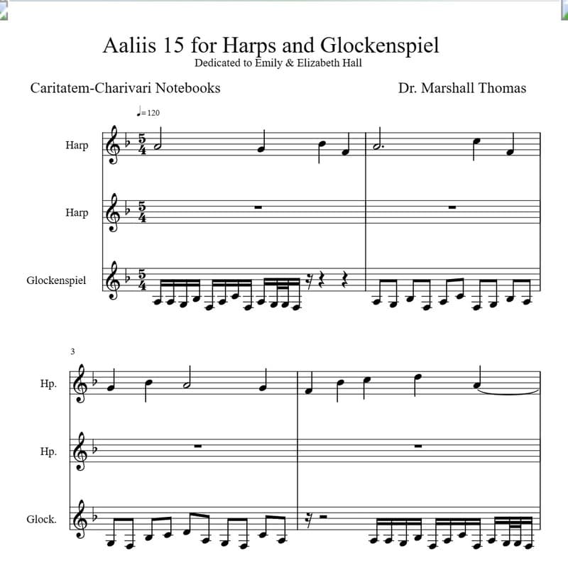 Aaliis 15 for Harps and Glockenspiel