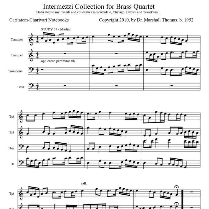 Intermezzi Collection for Brass Quartet