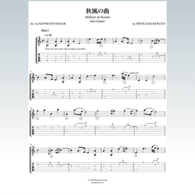 Akikaze no Kyoku (秋風の曲) (for Solo Guitar) (arr. Kenneth Pasciak)