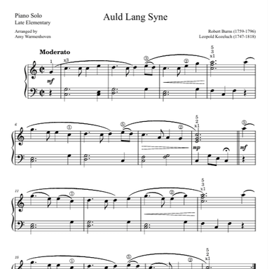 Auld Lang Syne [late elementary/ early intermediate] (arr. Amy Warmenhoven)