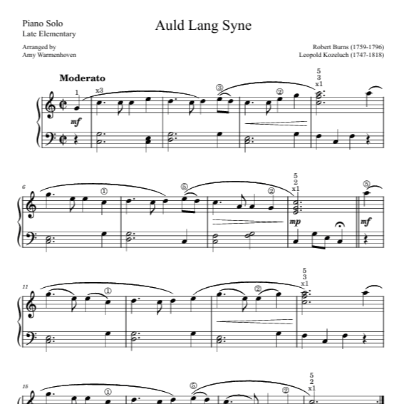 Auld Lang Syne [late elementary/ early intermediate] (arr. Amy Warmenhoven)