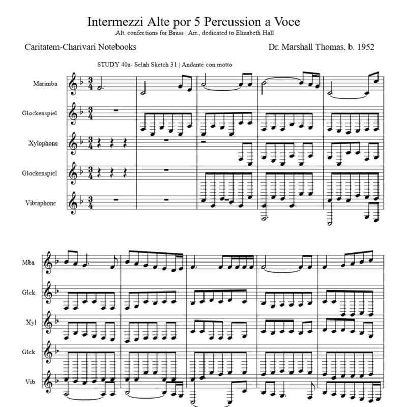 Intermezzi Alte por 5 Percussion a Voce