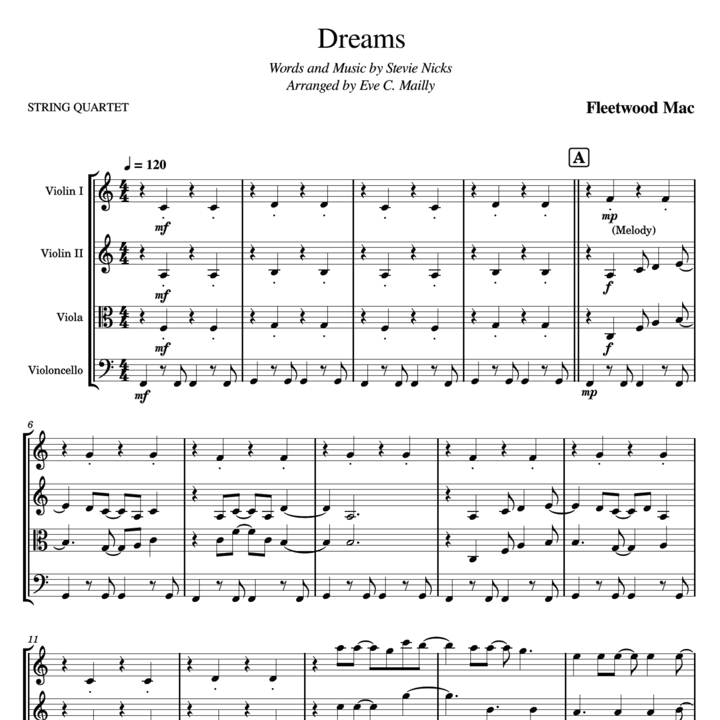 Dreams (arr. Eve C. Mailly - Zene Strings)