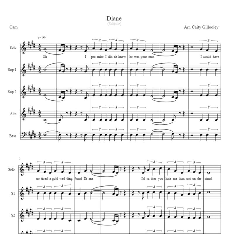 Diane (arr. Caitlin Gillooley)