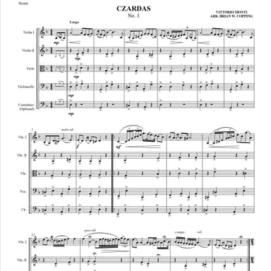 CZARDAS NO1 - STRING QUARTET (arr. BRIAN W. COPPING)