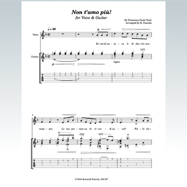 Non t'amo più (for Voice and Guitar) (arr. Kenneth Pasciak)