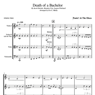 Death Of A Bachelor (arr. Eve C. Mailly - Zene Strings)