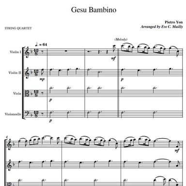 Gesu Bambino (Pastorale) - The Infant Jesus - String Quartet (arr. Eve C. Mailly - Zene Strings)