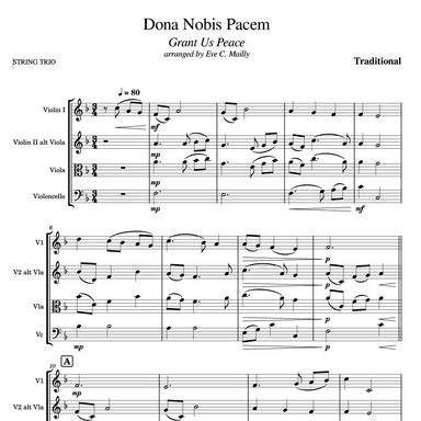 Dona Nobis Pacem (Grant Us Peace) - String Trio (arr. Eve C. Mailly - Zene Strings)