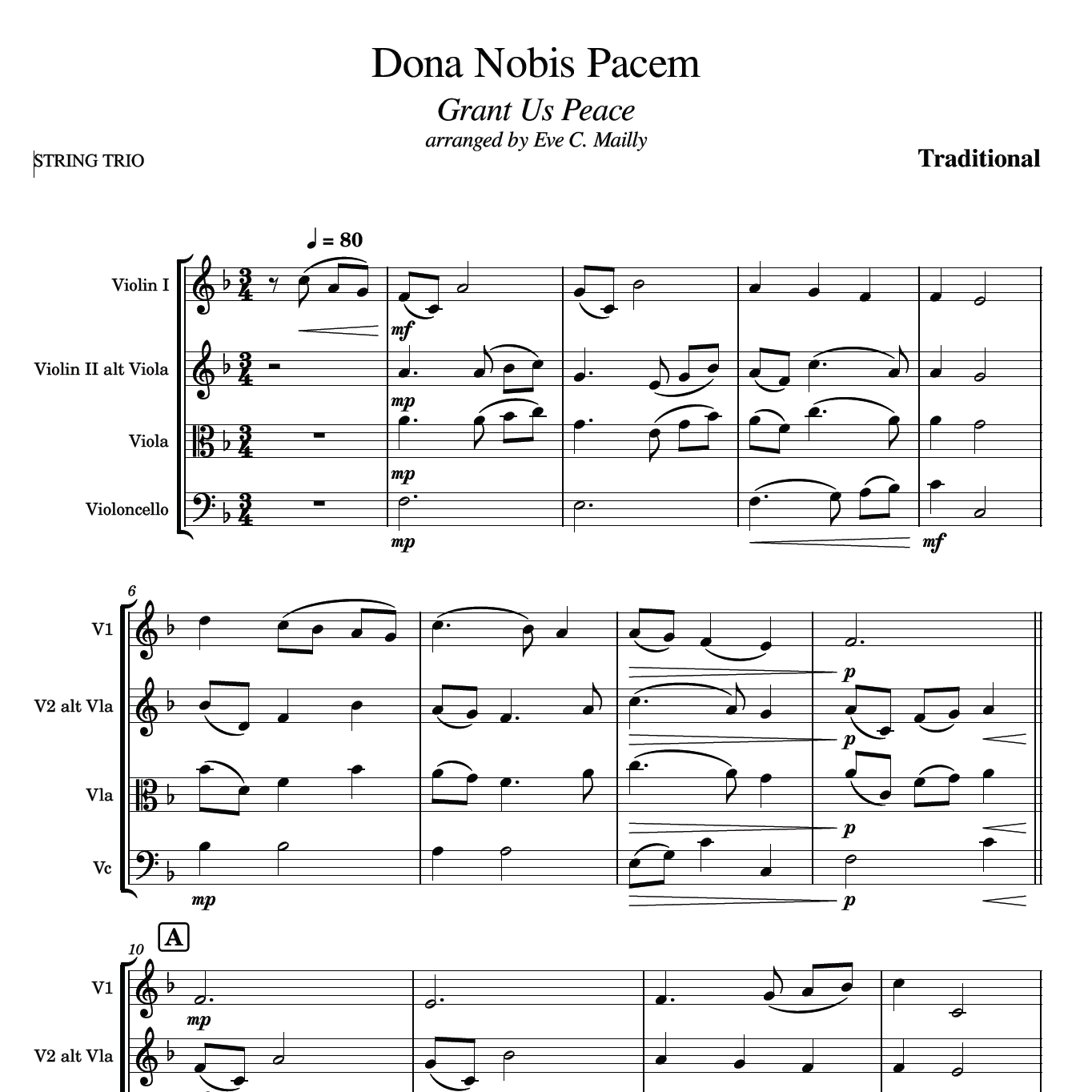 Dona Nobis Pacem (Grant Us Peace) - String Trio (arr. Eve C. Mailly - Zene Strings)