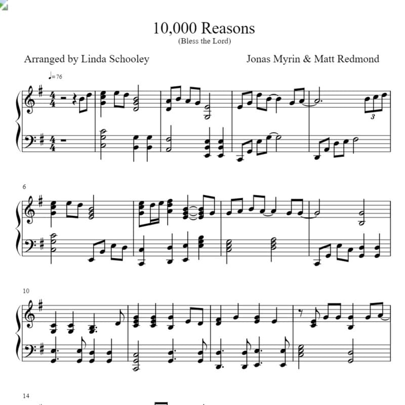 10,000 Reasons (Bless The Lord) (arr. Linda Schooley)