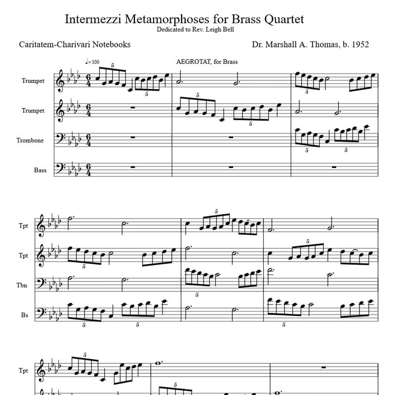 Intermezzi Metamorphoses for Brass Quartet