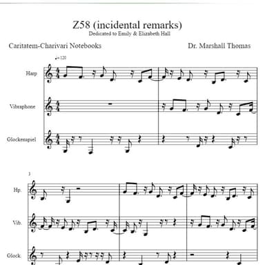 Z 58 (incidental remarks) for Harp, Vibraphone, Glock.