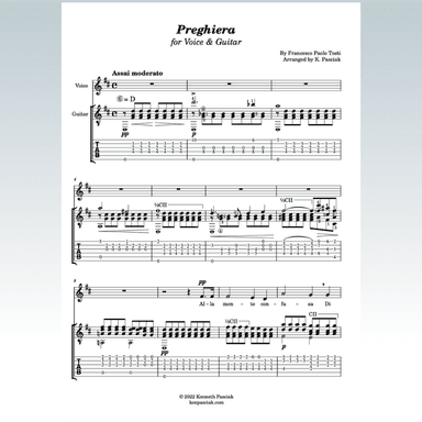 Preghiera (for Voice & Guitar) (arr. Kenneth Pasciak)