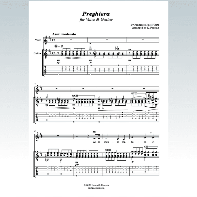 Preghiera (for Voice & Guitar) (arr. Kenneth Pasciak)
