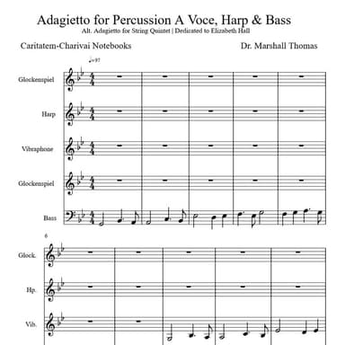 Adagietto for Percussion A Voce, Harp & Bass