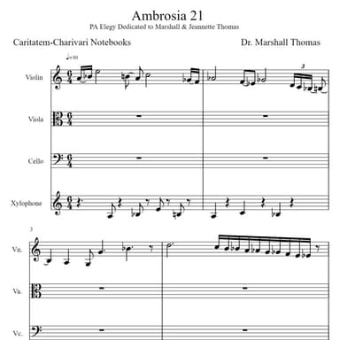 Ambrosia 21 for String Trio & Xylophone