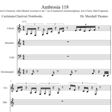 Ambrosia 118 for Celesta, Marimba, 'cello, Glockenspiel
