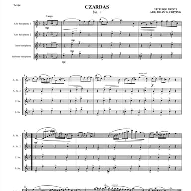 CZARDAS NO1 - SAXOPHONE QUARTET (arr. BRIAN W. COPPING)