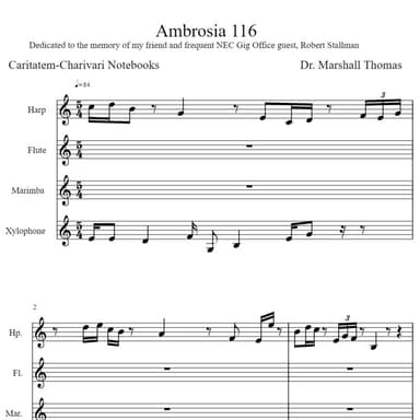 Ambrosia 116 for Harp, Flute, Marimba, Xylophone