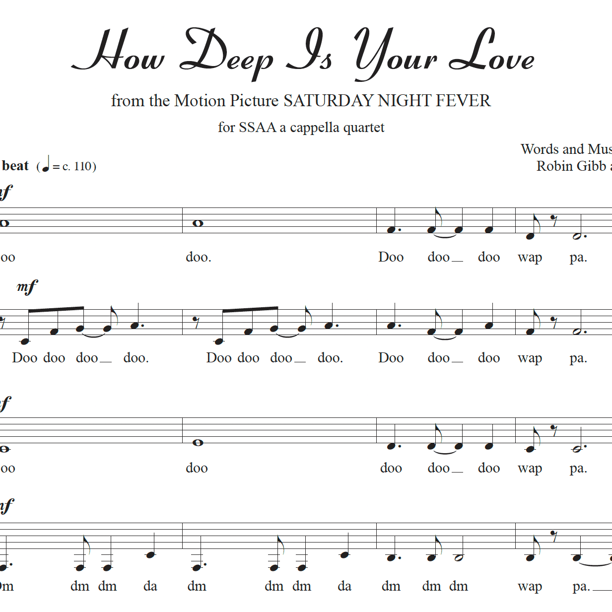 How Deep Is Your Love (arr. Julie Gaulke)