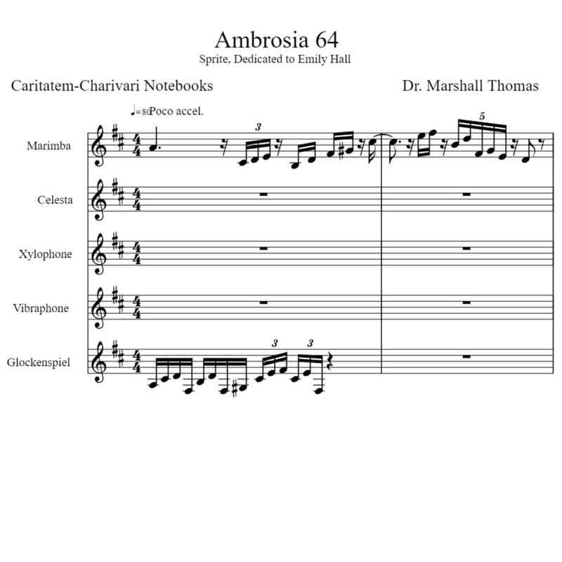 Ambrosia 64 for Percussion a Voce & Celesta
