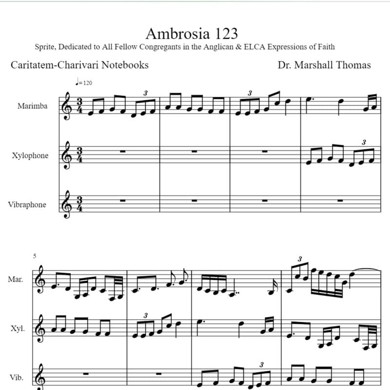 Ambrosia 123 for Percussion a Voce