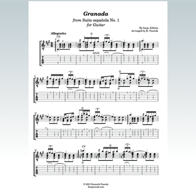 Granada (from Suite Espanola No. 1) (for Solo Guitar) (arr. Kenneth Pasciak)