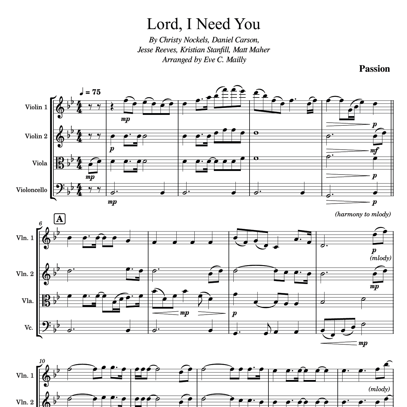 Lord, I Need You (arr. Eve C. Mailly - Zene Strings)