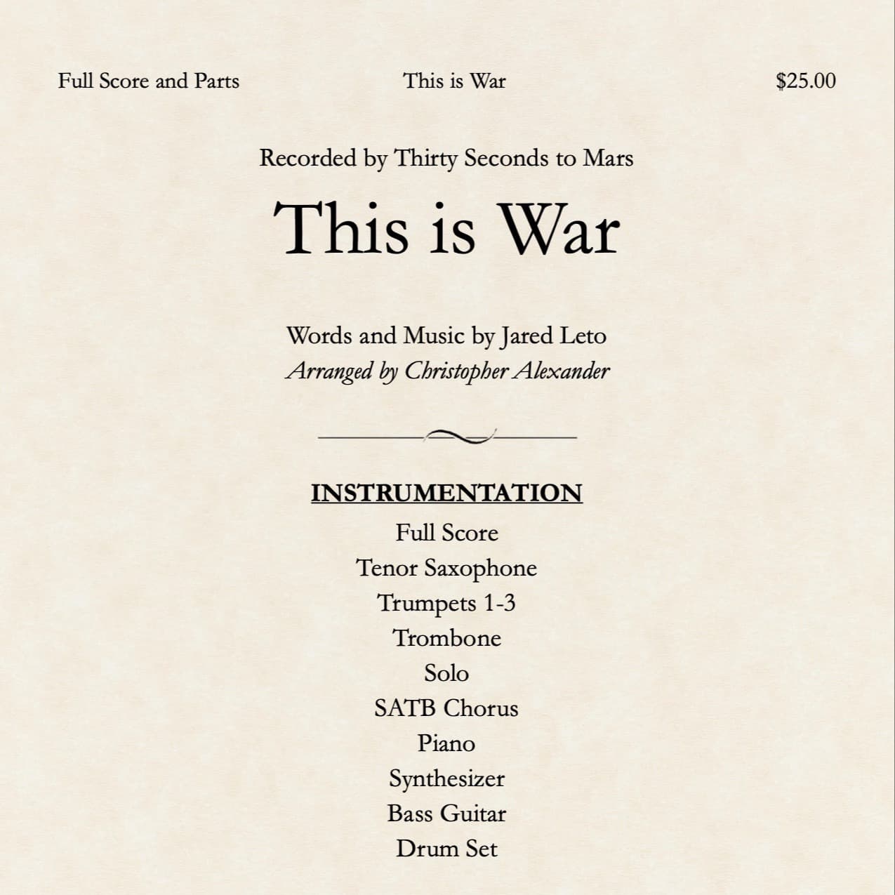 This Is War (arr. Christopher Alexander)