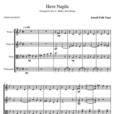 Hava Nagila - String Quartet (arr. Eve C. Mailly - Zene Strings)