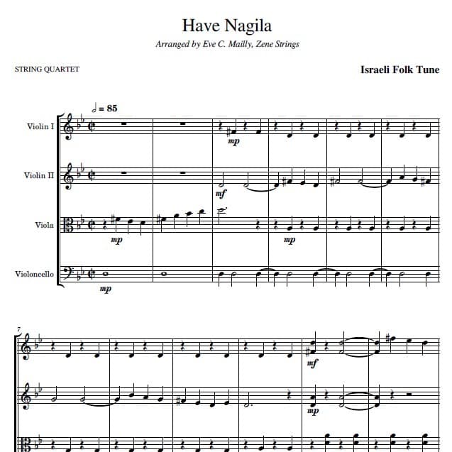 Hava Nagila - String Quartet (arr. Eve C. Mailly - Zene Strings)