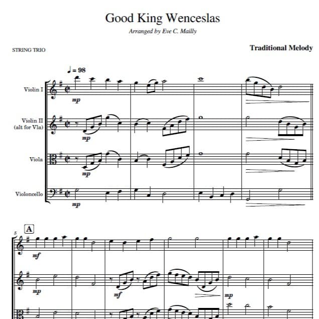 Good King Wenceslas  (String Trio) (arr. Eve C. Mailly - Zene Strings)
