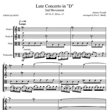 Concerto in D, RV 93 - 2nd Movement - Largo - Vivaldi (String Quartet) (arr. Eve C. Mailly - Zene Strings)