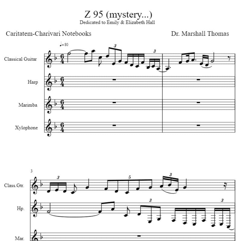 Z 95 (mystery...) for Guitar, Harp, Percussion