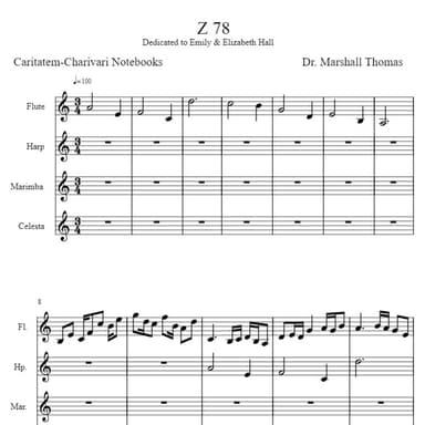 Z 78 for Flute, Harp, Marimba, Celesta