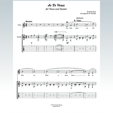 Je Te Veux (for Voice and Guitar) (arr. Kenneth Pasciak)